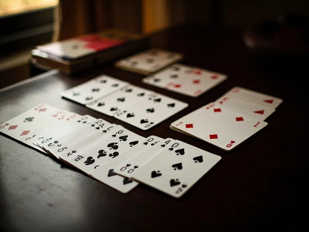 Indian rummy cards spread in sets and runs